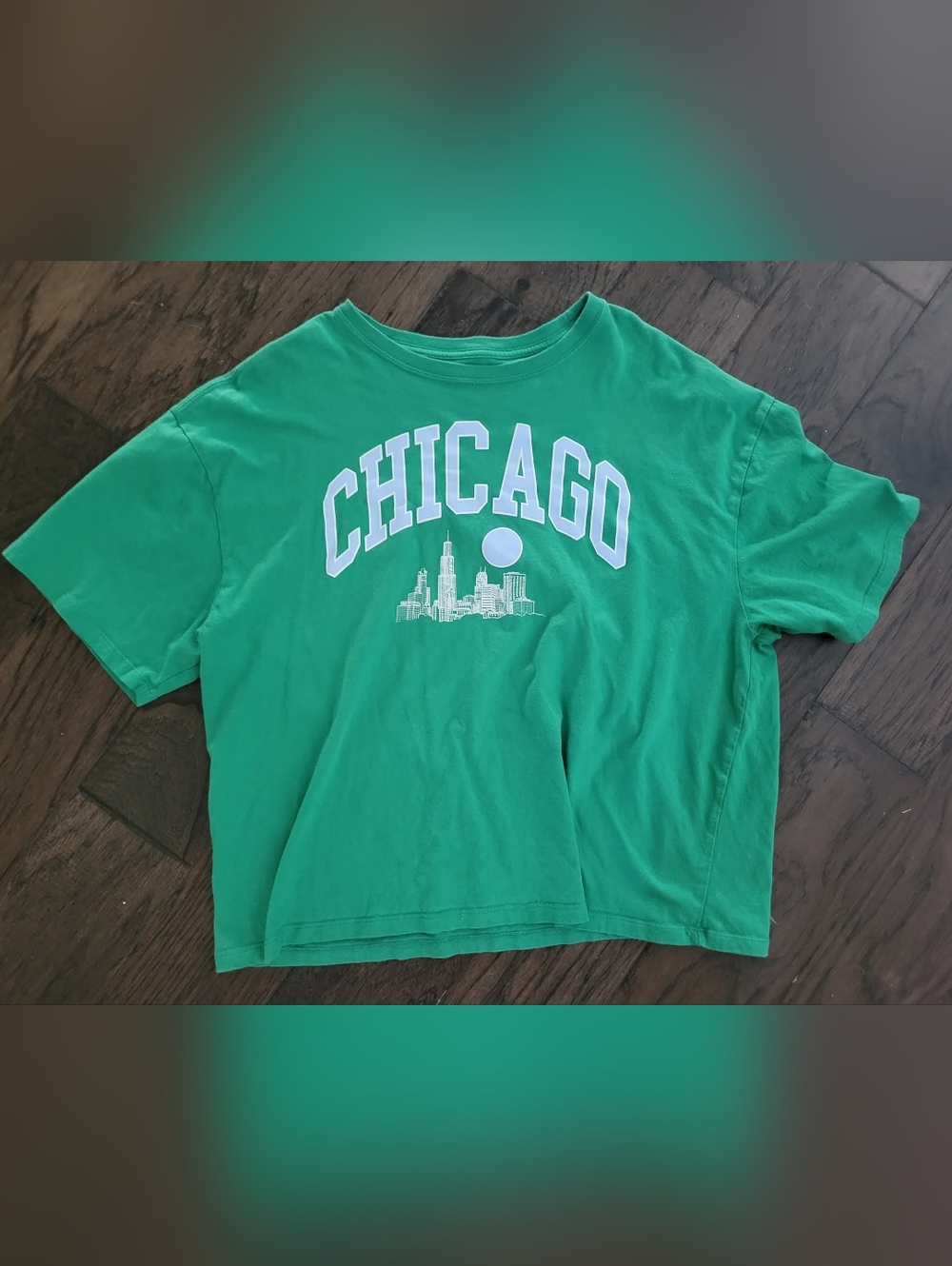 Green CHICAGO Graphic Tee - White Print